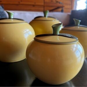 VINTAGE Chrom-Ever Apple Aluminum Kitchen Jars